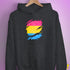 Pansexual Pride Flag Ripped Reveal Hoodie - Dark Grey Heather